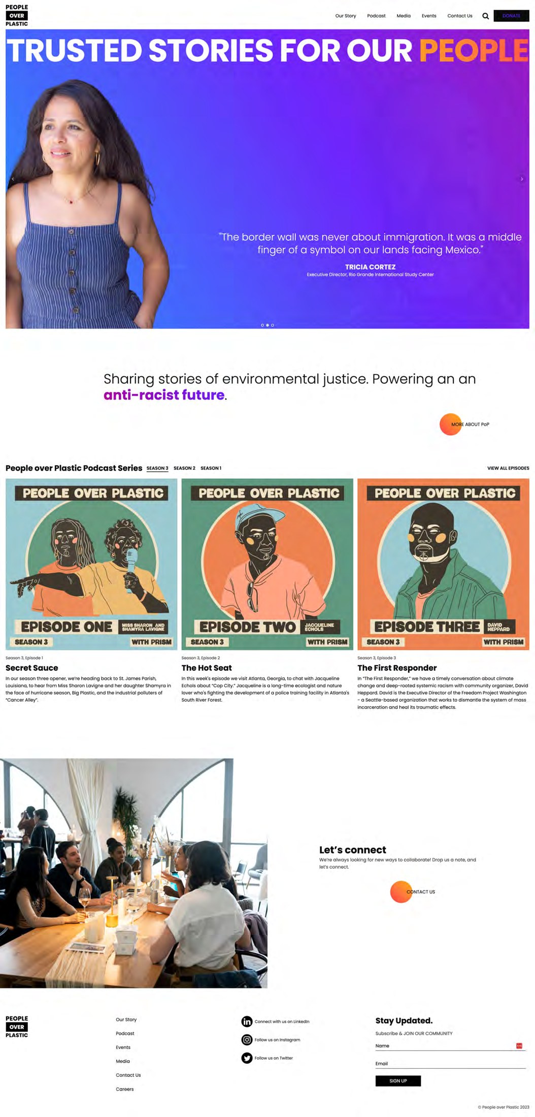 People Over Plastic website before recommendations, where visitors struggled with terminology and unclear actions